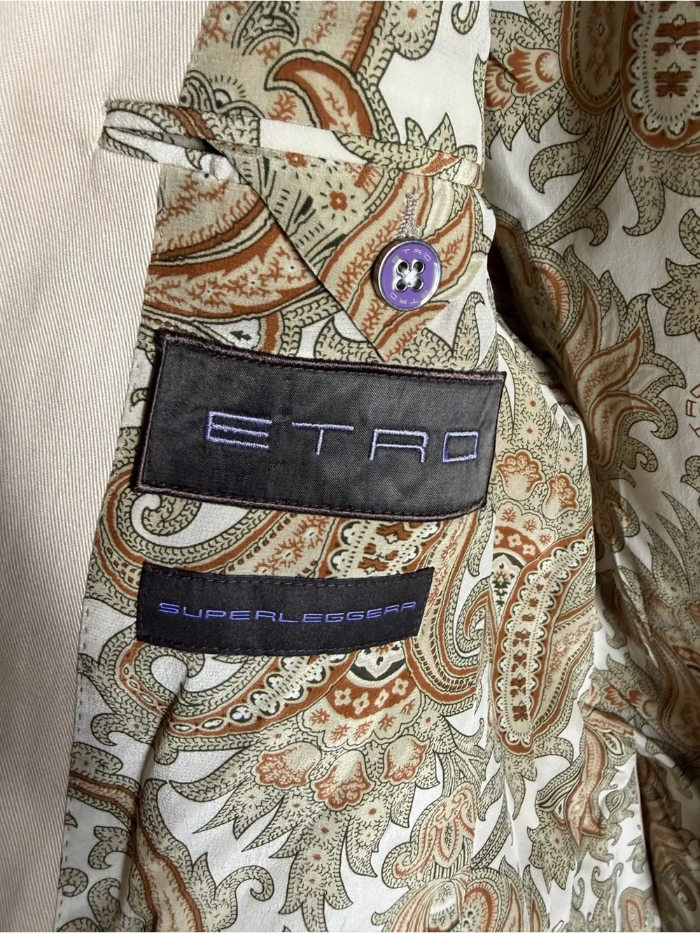 Etro Two-Tone Cream & Beige Sport Coat 54